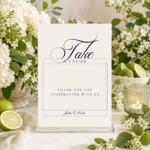 Classic Ivory Black Take A favour Wedding Sign Invitation