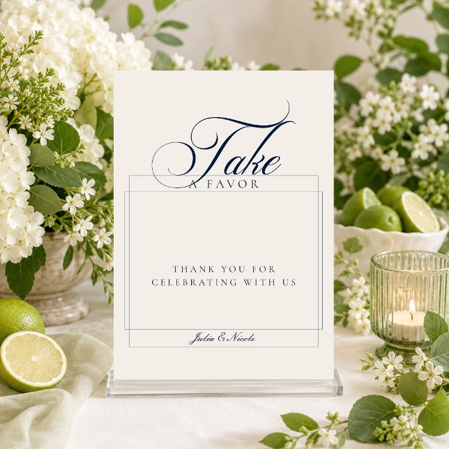 Classic Ivory Black Take A favour Wedding Sign Invitation (Creator Uploaded)