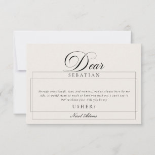 Classic Ivory Black Usher Wedding Proposal Cards