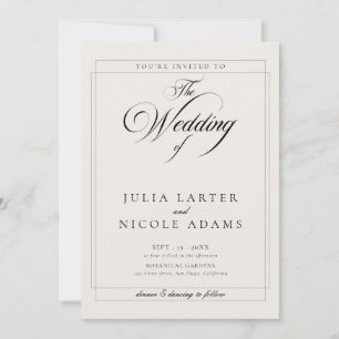 Classic Ivory Black Wedding Details Web QR Code Invitation