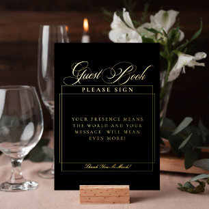 Classic Ivory Black Wedding Guest Book Sign