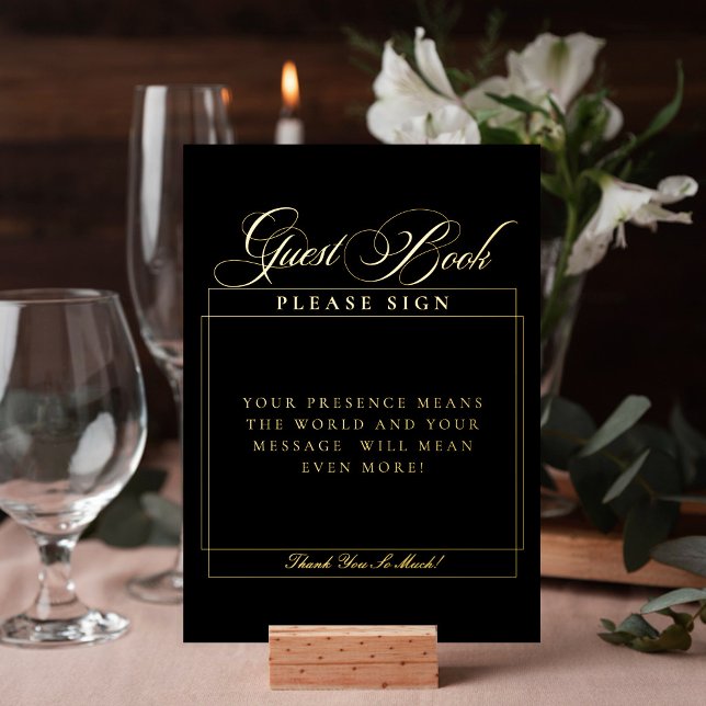 Classic Ivory Black Wedding Guest Book Sign (Creator Uploaded)
