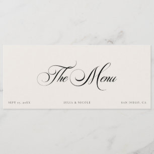 Classic Ivory Black Wedding Guest Menu Cards