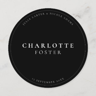 Classic Ivory Black Wedding Guest Place Card Menu