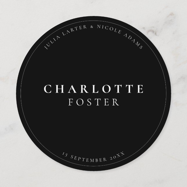 Classic Ivory Black Wedding Guest Place Card Menu (Back)