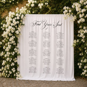 Classic Ivory Black Wedding Seating Chart Sign Tapestry