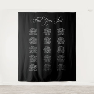 Classic Ivory Black Wedding Seating Chart Sign Tapestry