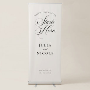 Classic Ivory Black Welcome Wedding Banner Sign