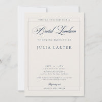 Classic Ivory Blue Calligraphy Bridal Luncheon