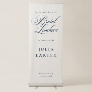 Classic Ivory Blue Calligraphy Bridal Luncheon Retractable Banner