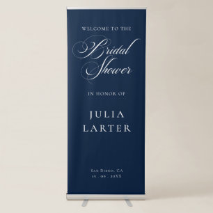 Classic Ivory Blue Calligraphy Bridal Shower Retractable Banner