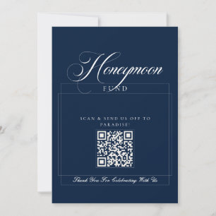 Classic Ivory Blue Calligraphy Honeymoon Fund Invitation