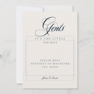 Classic Ivory Blue Gents Bathroom Basket Sign Invitation
