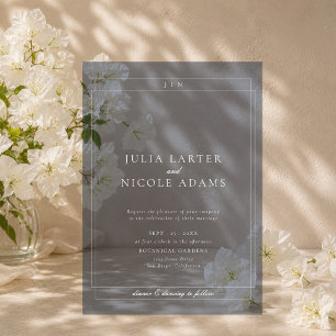 Classic Ivory Blue Simple Minimalist Wedding Acrylic Invitations