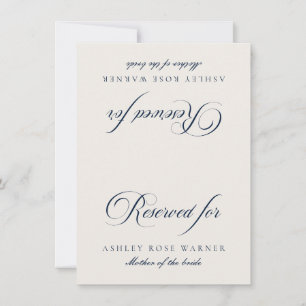 Classic Ivory Blue Wedding Reserved Table Card