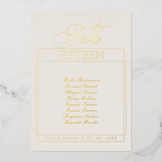 Classic Ivory Border Wedding Table Number Sign (Front)