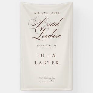 Classic Ivory Brown Calligraphy Bridal Luncheon Banner