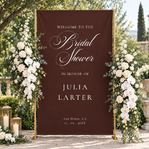 Classic Ivory Brown Calligraphy Bridal Shower Banner