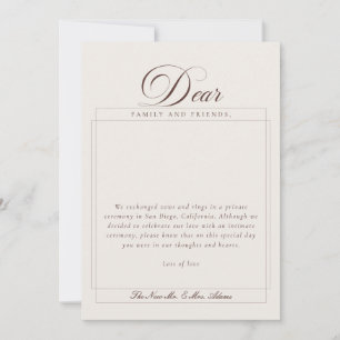 Classic Ivory Brown Calligraphy Wed Announcements