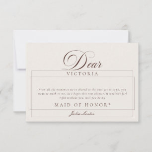 Classic Ivory Brown Maid of Honour Bridesmaid Card