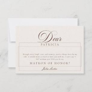 Classic Ivory Brown Matron of Honour Proposal Card