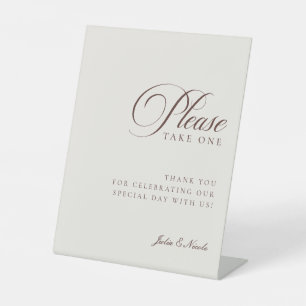 Classic Ivory Brown Please Take One Wedding Sign