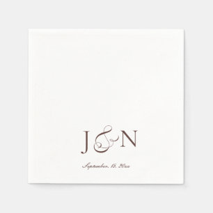 Classic Ivory Brown Script Calligraphy Wedding Napkin