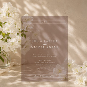 Classic Ivory Brown Simple Minimalist Wedding Acrylic Invitations