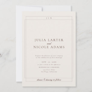 Classic Ivory Brown Simple Minimalist Wedding Invitation
