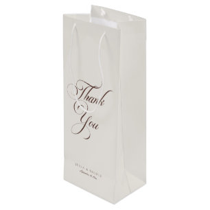 Classic Ivory Brown Simple Wedding Welcome Wine Gift Bag