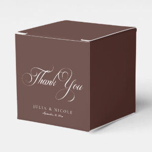 Classic Ivory Brown Sweet Thank You Wedding Favour Box