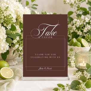 Classic Ivory Brown Take A favour Wedding Sign Invitation