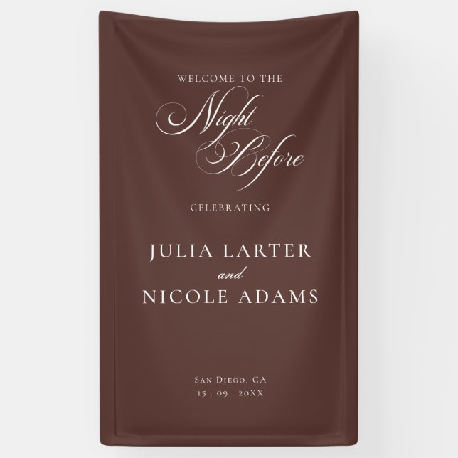 Classic Ivory Brown The Night Before Banner Sign (Vertical)