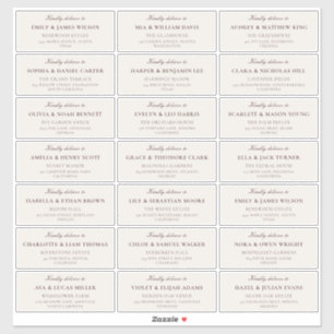 Classic Ivory Brown Wedding Guest Address Labels