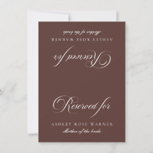 Classic Ivory Brown Wedding Reserved Tabletop Sign Invitation