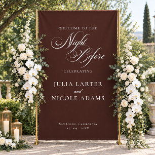 Classic Ivory Brown Wedding The Night Before Banner