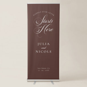 Classic Ivory Brown Welcome Wedding Banner Sign