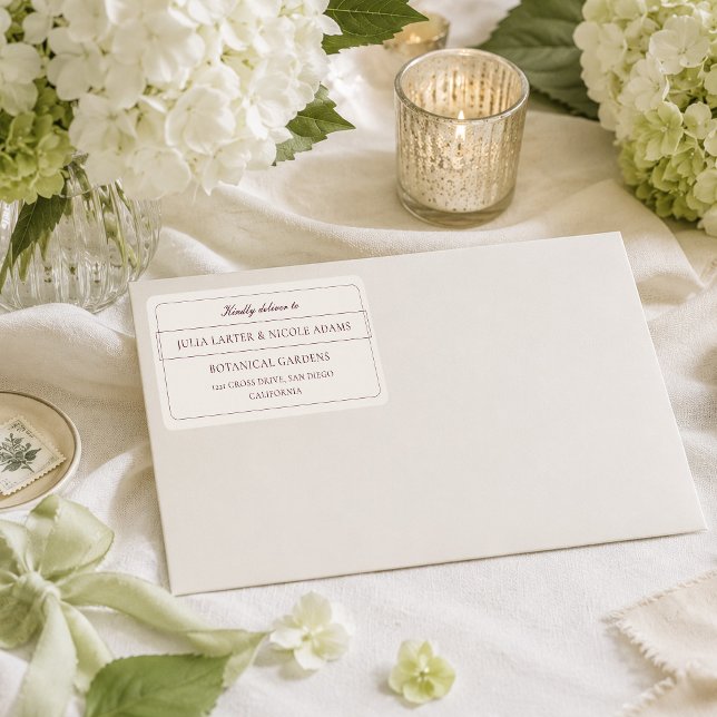 Classic Ivory Burgundy Calligraphy Address Labels (Creator Uploaded)