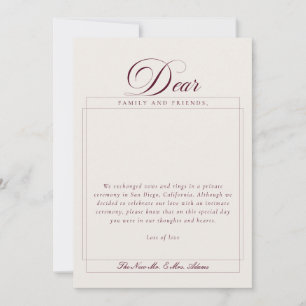 Classic Ivory Burgundy Calligraphy Announcements
