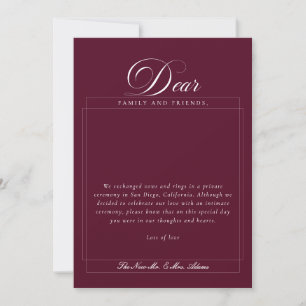 Classic Ivory Burgundy Calligraphy Announcements
