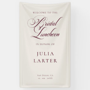 Classic Ivory Burgundy Calligraphy Bridal Luncheon Banner