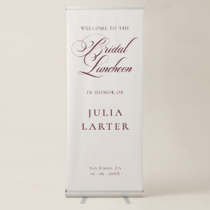 Classic Ivory Burgundy Calligraphy Bridal Luncheon Retractable Banner