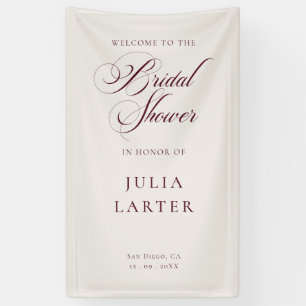 Classic Ivory Burgundy Calligraphy Bridal Shower Banner