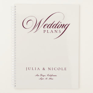 Classic Ivory Burgundy Calligraphy Plan Notebook Planner