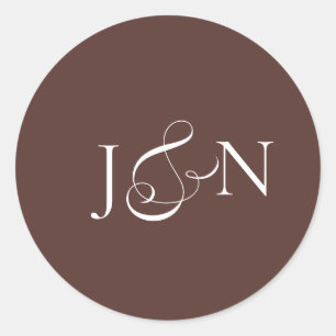 Classic Ivory Burgundy Calligraphy Wedding Round Sticker