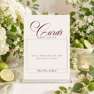 Classic Ivory Burgundy Cards & Gifts Wedding Sign
