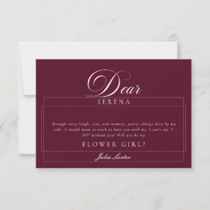 Classic Ivory Burgundy Flower Girl Proposal Cards