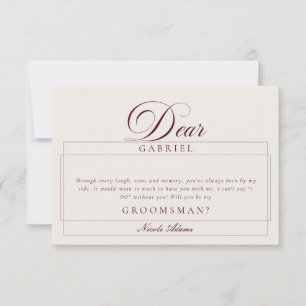 Classic Ivory Burgundy Groomsman Proposal Cards