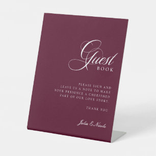 Classic Ivory Burgundy Guest Book Wedding Sign