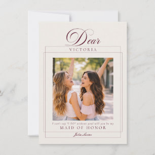 Classic Ivory Burgundy Maid of Honour Proposal Invitation